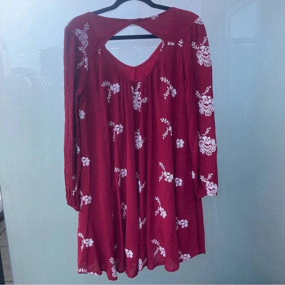 ALTER’D STATE Sz S Oversized Embroidered A-Line Puffy Sleeves V-Neck Mini Dress - Picture 8 of 11